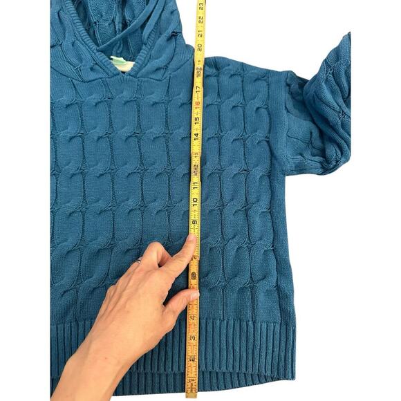 Anthropologie Women Blue Ellyn Saturday Sunday chunky Hooded Sweater Size Medium - Picture 6 of 6